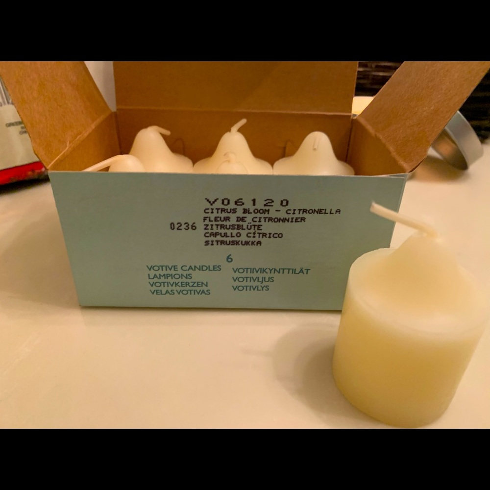 Set of 6 Partylite Votive candles Citrus Bloom